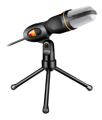 Microfono Condensador Con Tripode Omnidireccional Negro