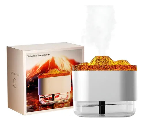 Difusor Aromaterapia Volcán Humidificador Luz 300 Ml Blanco