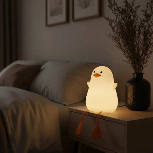 Lampara De Noche Usb Lampara Pato Colores Sensor Tactil Blanco Silicona