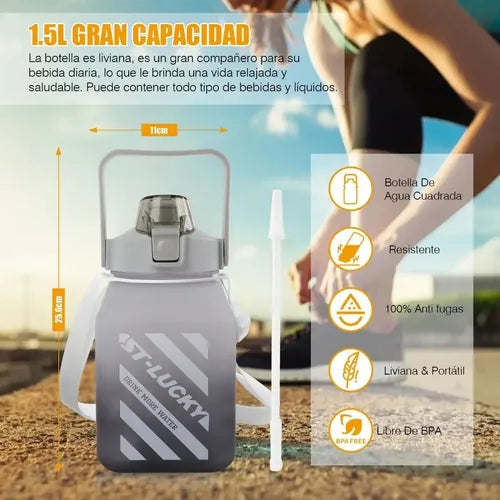 Botella De Agua Con Correa Colgante Y Bombilla 1500 Ml