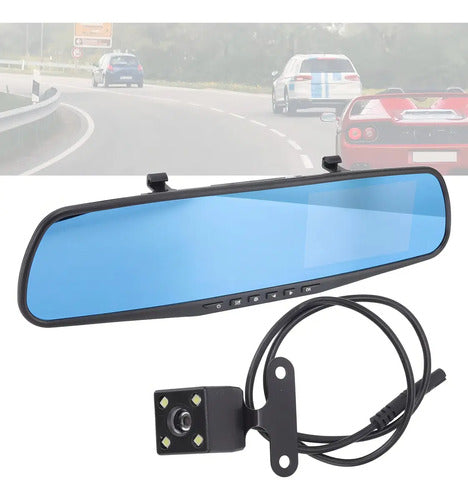 Cámara Retrovisor Full Hd 1080p Espejo Pantalla Lcd 4.3in Ángulo 170°