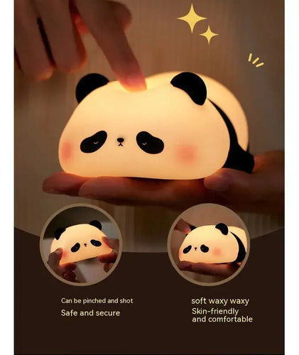 Lámpara De Silicona Panda Lampara De Noche Espanta Cuco Blanco