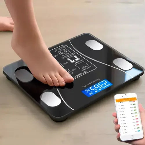 Balanza Pesa Digital Bluetooth Inteligente App Smart Baño Negro