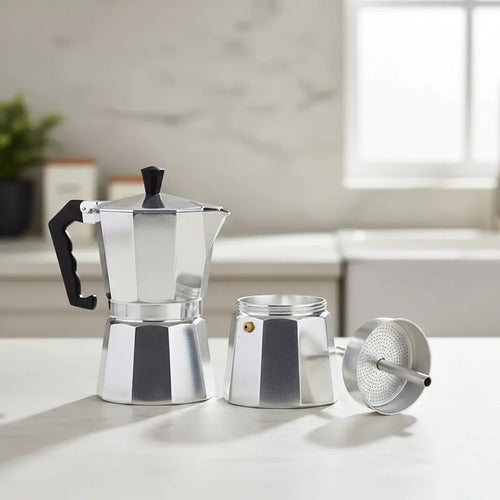 Cafetera Italiana 3 Tazas Cafetera Portátil Grecas Cafeteras Plateado