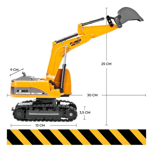 Retroexcavadora Rc 1:18 Control Remoto Recargable 6 Canales Amarillo