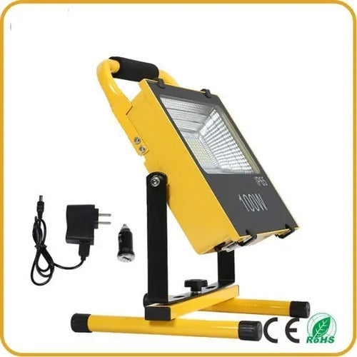 Foco Led Emergencia Portatil 100w Recargable 12/220v Color De La Carcasa Amarillo - Blanco Frio
