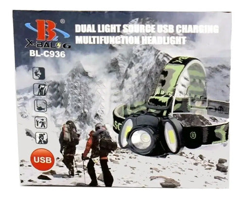 Linterna Minera De Cabeza Recargable Led