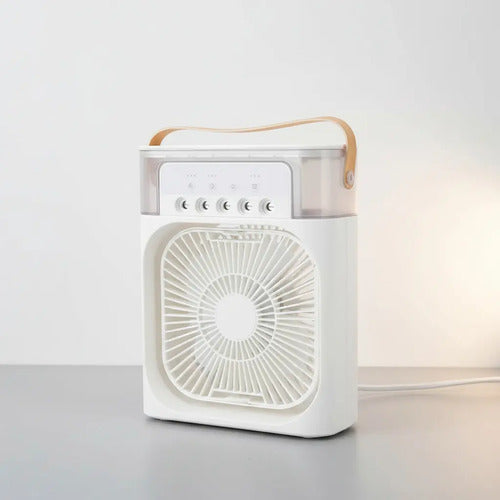 Ventilador Humidificador 3 En 1 Mini Enfriador Portátil Led Blanco