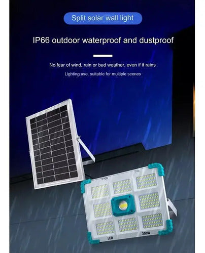 Linterna Foco Recargable Con Panel Solar 500w 188 Led Blanco Azul