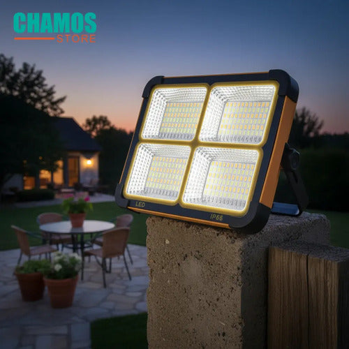 Foco Led Solar Emergencia Baliza Recargable 500w Camping Amarillo Blanco Cálido