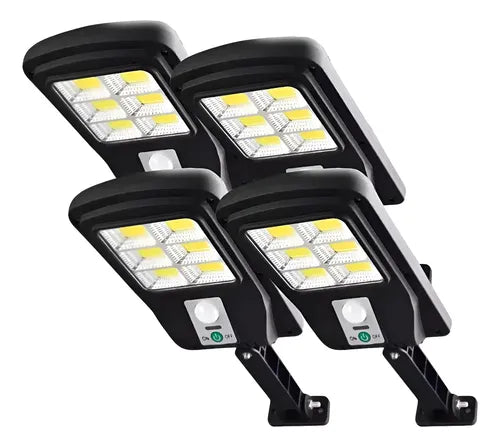 Pack 4 Foco Solar Led Exterior Con Sensor De Movimiento Ip65 Negro Blanco Neutro