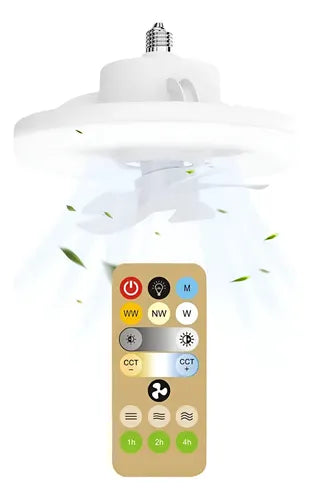 Lámpara Ampolleta Ventilador Led 360 ° E27 Con Control Blanco