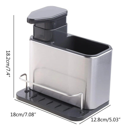 Dispensador De Jabón Soporte Esponja Escurridor Acero Negro