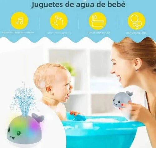 Ballena Lanza Agua Con Luces Juguete De Baño Bebe Varios