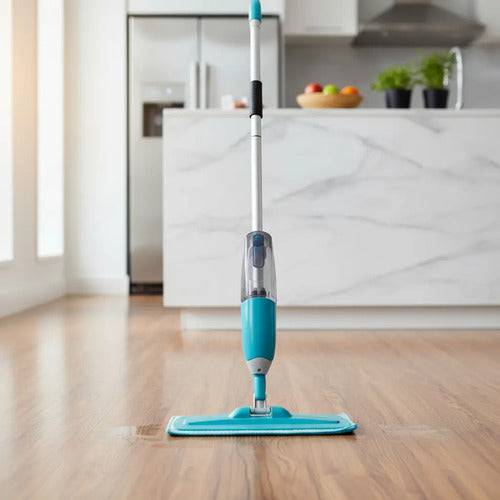 Trapero Microfibra Mopa Spray Rociador Paño Limpieza Piso Azul