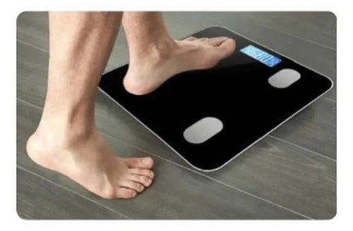 Balanza Digital Baño Inteligente Bluetooth Peso Grasa Imc Color Vidrio Templado Negro