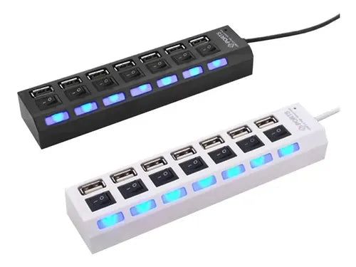 Hub 7 Puertos Multi Usb 2.0 Con Interruptor E Indicador Luz