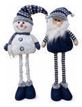 Mono Patas Largas Azul Blanco 70cm Muñeco Navidad Adorno Blanco Azul