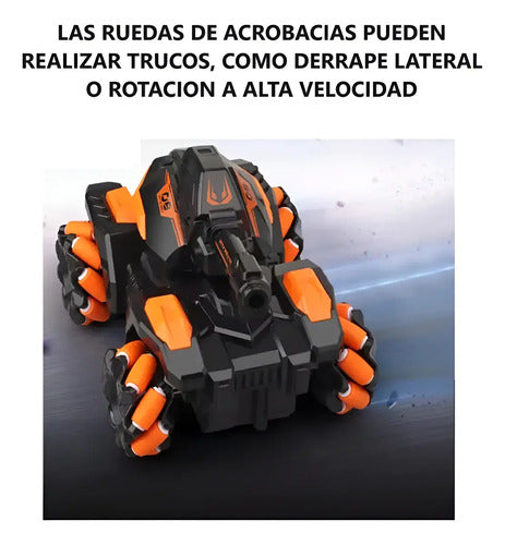 Juguete Niños Tanque Control Remoto Lanza Bolas Hidrogel Naranja
