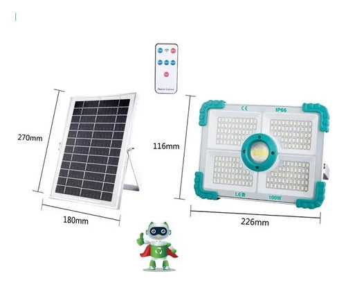 Linterna Foco Recargable Con Panel Solar 500w 188 Led Blanco Azul
