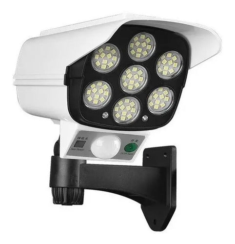 Foco Solar Simulador Cámara Seguridad Con Sensor Movimiento Blanco