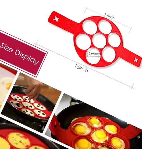 Molde Panqueques Queques Huevos De Silicona Antiadherentes Rojo