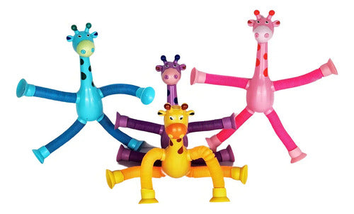 Juego De 4 Jirafas Pop It Tube, Divertido Juguete Para Esti Coloridos