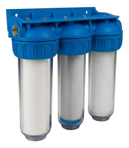 Filtro Agua Triple Antisaro Ablandador Polifosfato 3 Etapas Azul