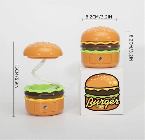 Lámpara De Mesa De Hamburguesa Sacapuntas Recargable Led Hamburguesa Amarillo