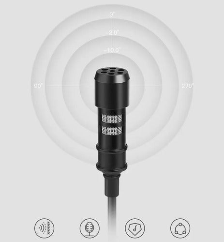 Microfono Condensador De Solapa Lavalier Para Celulares Pc Negro