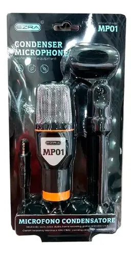 Microfono Condensador Con Tripode Omnidireccional Negro