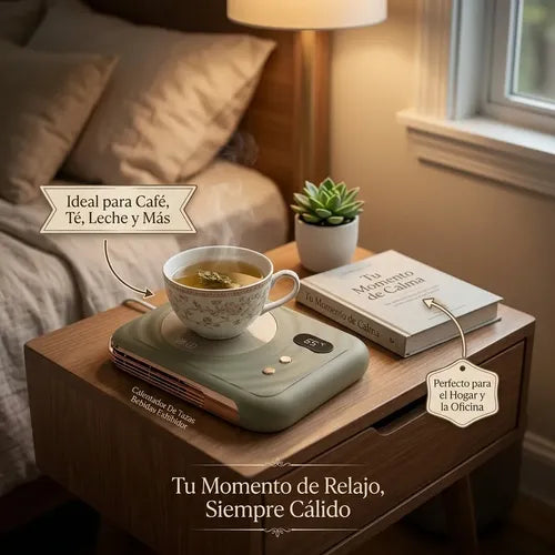 Calefactor De Mesa Eléctrico Calentador De Taza 2 En 1 Beige Plano