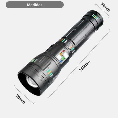 Linterna De Mano P50 Impermeable De 5.000 Lumen Carga Usb Blanco Negro