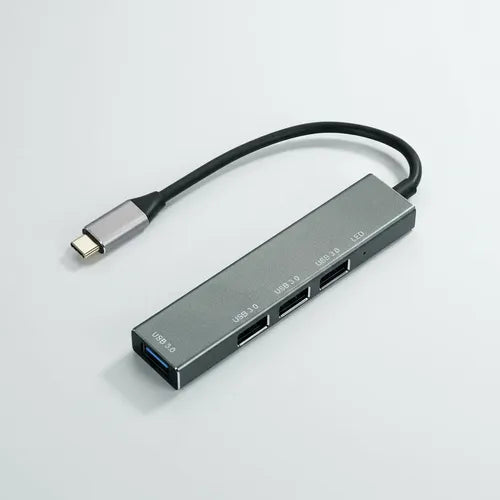 Hub Usb Tipo C 3.0 4 Puertos Usb 3.0 Metalico De Aluminio Gris Plata