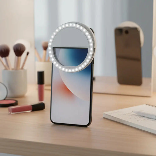 Selfie Anillo Mini Aro Luz Led Celular Smartphone Tiktok Usb Blanco