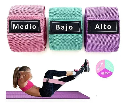 Set De 3 Bandas De Resistencia Para Ejercicio Con Diferentes Intensidades