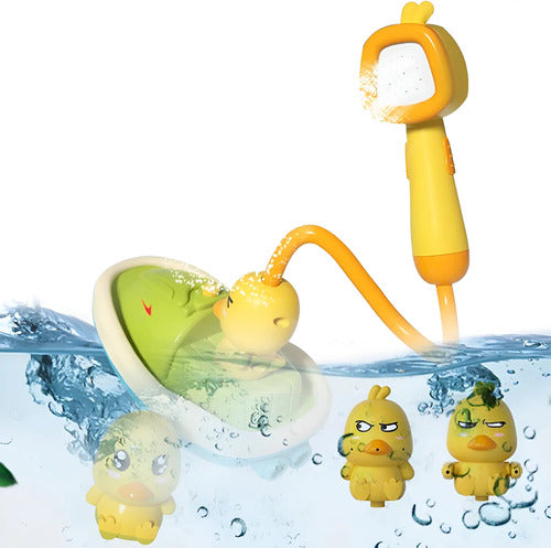 Juguete De Tina Baño Ducha Pato 360° Extraíble Y Ajustable Amarillo