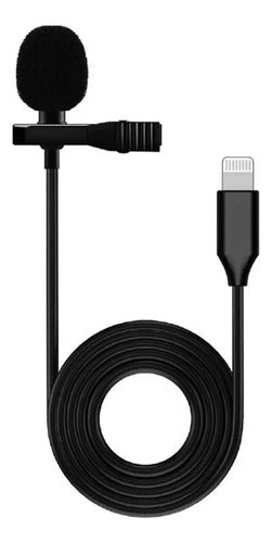 Micrófono Condensador Lavalier Solapa Lightning Para iPhone Color Negro