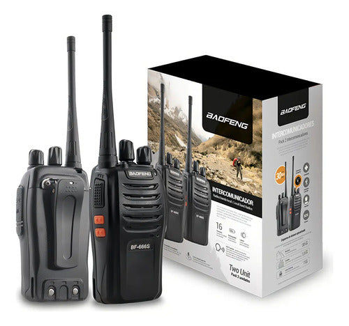 Pack X2 Radio Transmisor Baofeng 6km Can Sos Negro