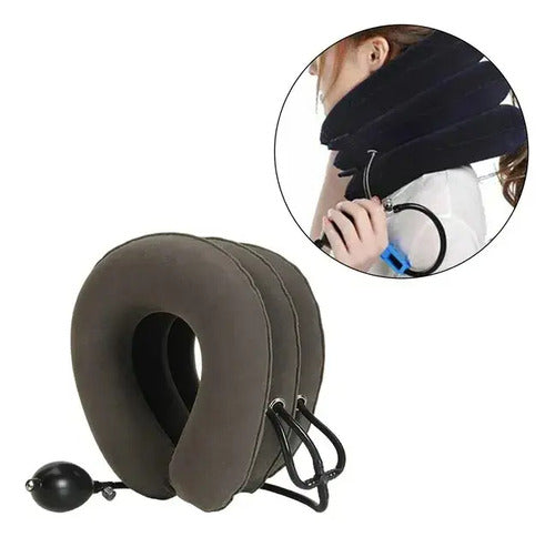 Cojín Inflable Collar Cervical Alivia Dolor Envío Gratis Marrón