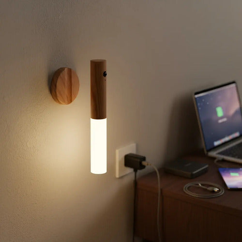 Packx2 Lámpara Recargable Madera Portátil Sensor Movimiento Maderaq3