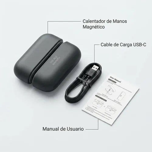 Calentador De Manos Portátil Magnético 2 En 1 Recargable Usb Negro