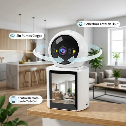 Cámara Seguridad Con Monitor Con Audio Y Videollamada 360 Blanco