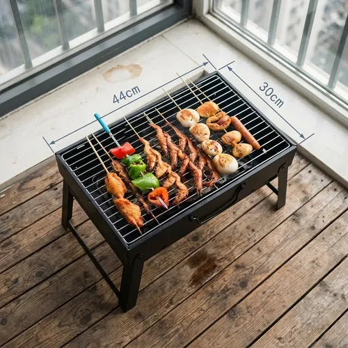 Parrilla Parrillera Plegable Portátil Acero Terraza Camping Parrilla Desmontable Churrasquera Portátil Parrilla Para Picnic Cocina Al Aire Libre Parrilla Patas Retráctiles Parrilla Maletín
