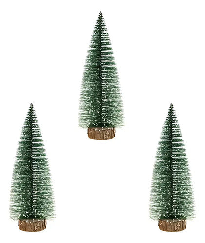 Pack X3 Mini Árbol De Navidad Pascua Decorativo Mesa 15 Cm Verde