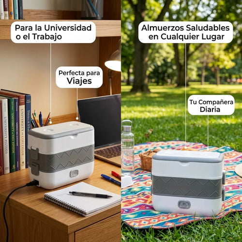 Fiambrera Eléctrica Acero Inoxidable Contenedor Multifunción Blanco