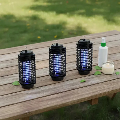Lampara Uv Para Mosquitos Pack 3 Eliminador De Insectos Usb Negro