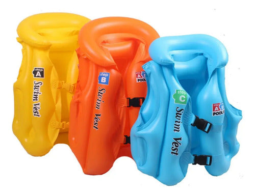 Chaleco Salvavidas Niños Flotador Inflable Seguridad Naranja Claro S