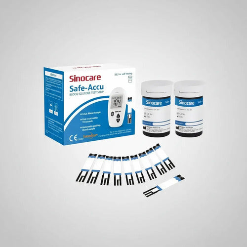 50 Tiras Reactivas 50 Lancetas Sinocare Medición Glucosa Blanco