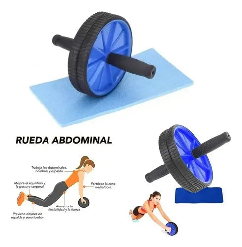 Rueda Abdominales Doble Y Colchoneta Para Ejercicios Verde